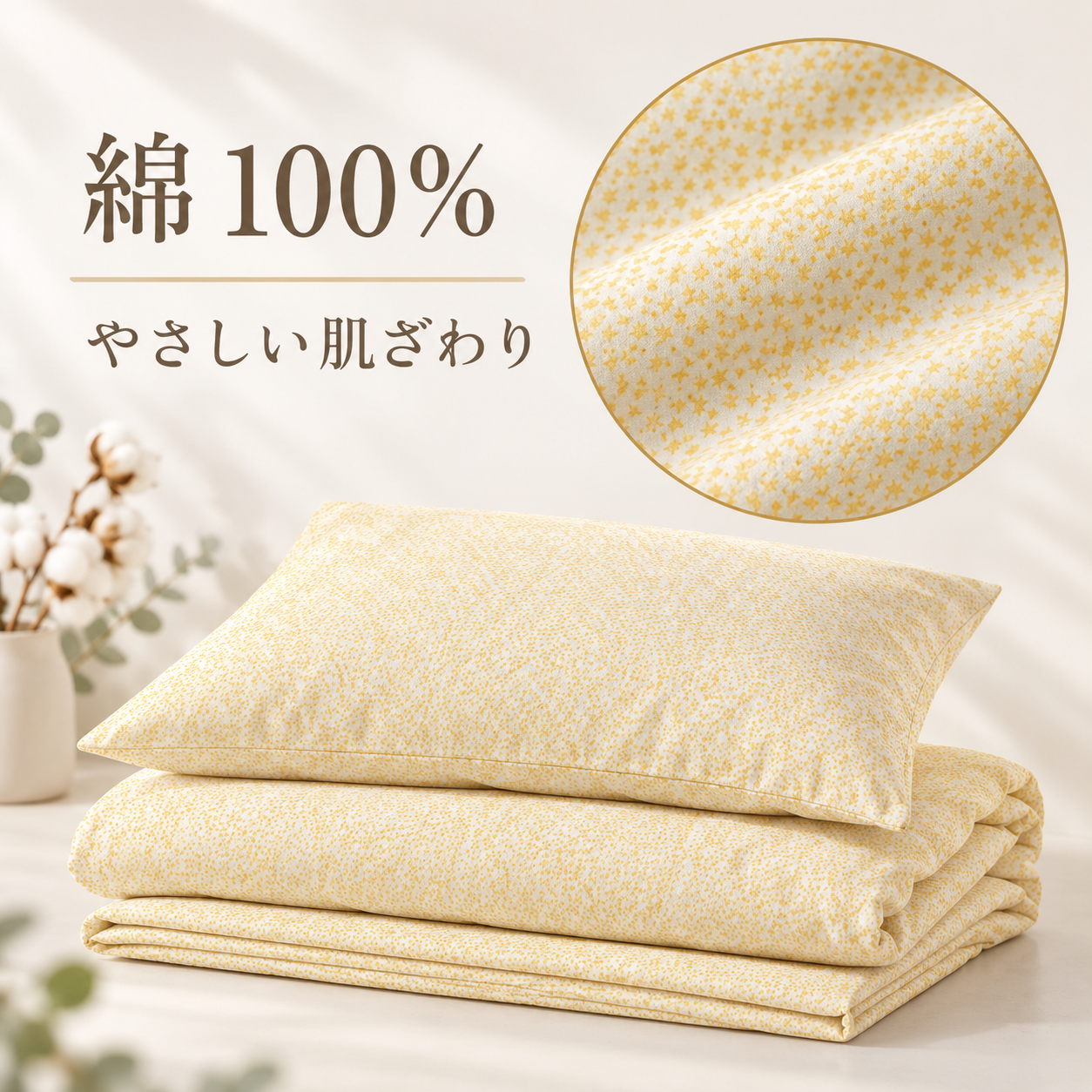 陽だまり 寝具カバー3点セット（フラットシーツタイプ／シングル）