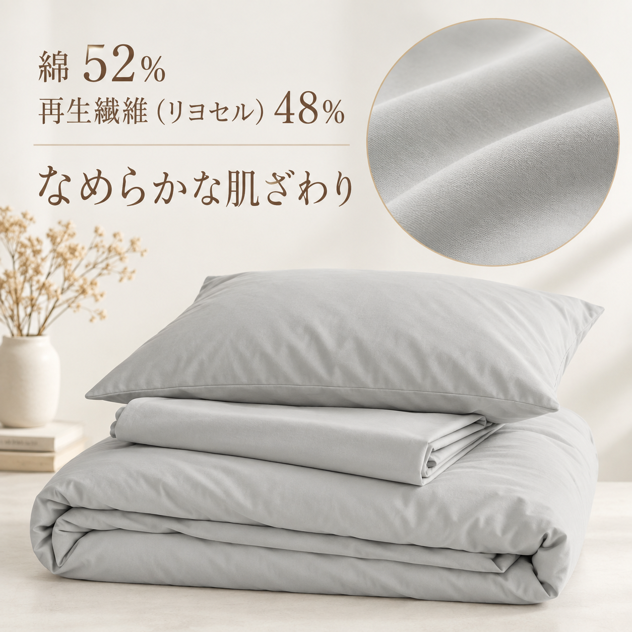 朝霧 寝具カバー3点セット（フラットシーツタイプ／シングル）