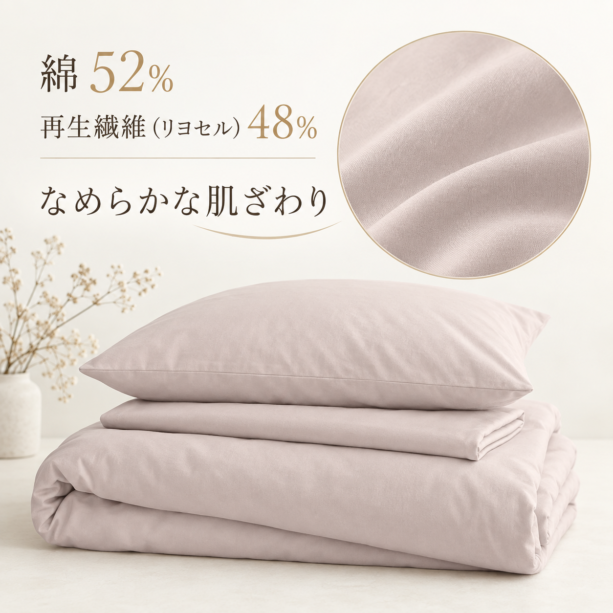 桜霞 寝具カバー3点セット（フラットシーツタイプ／シングル）